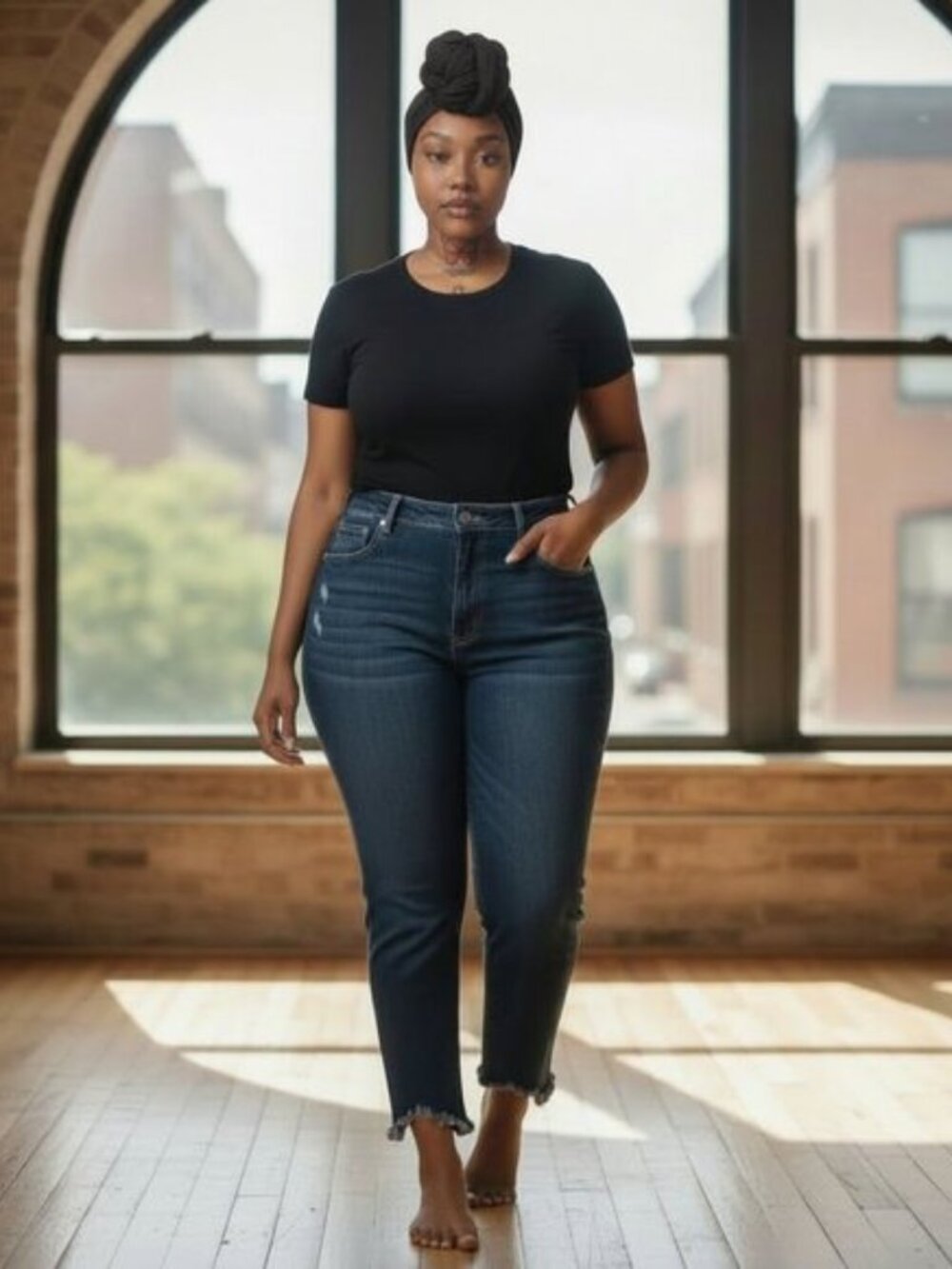 TIME AND TRU High Waisted Crop Jeans Plus Size 20 Dark Wash Stretch Denim - Picture 11 of 11